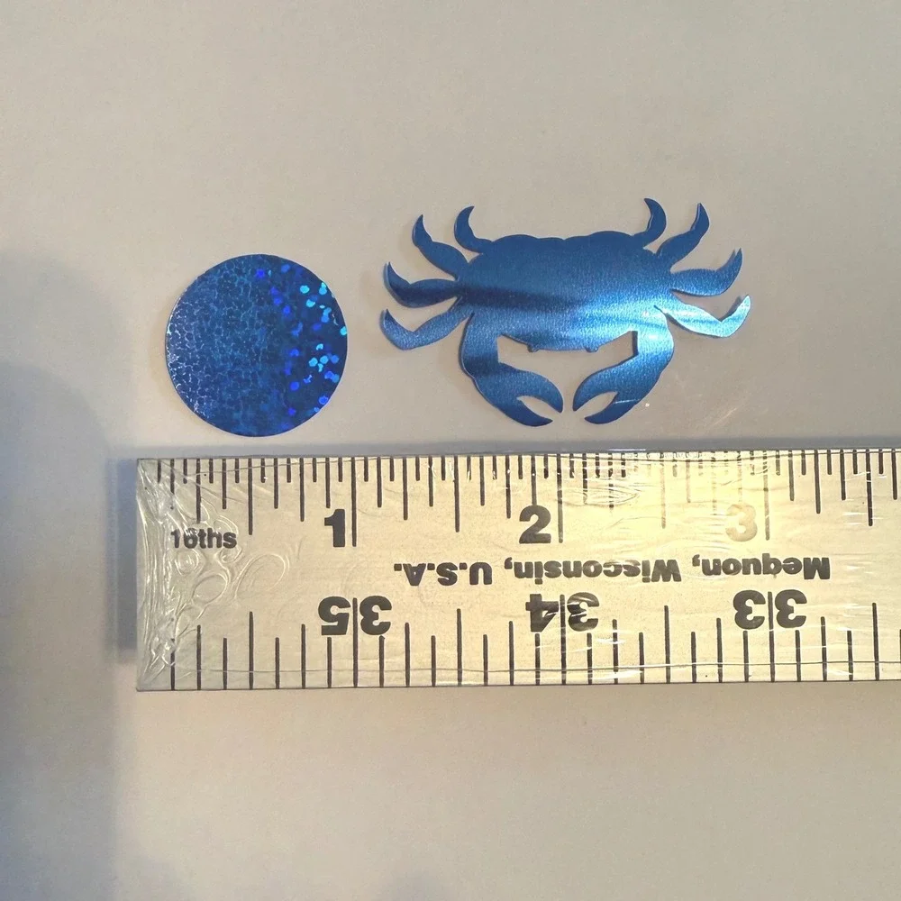 Handmade Crab Confetti Unisex OS Blue Excellent Metallic Holographic Nautical